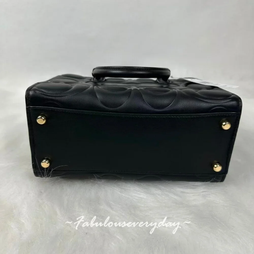 Coach Maggie Small Tote Bag In Signature Leather in Black CY670